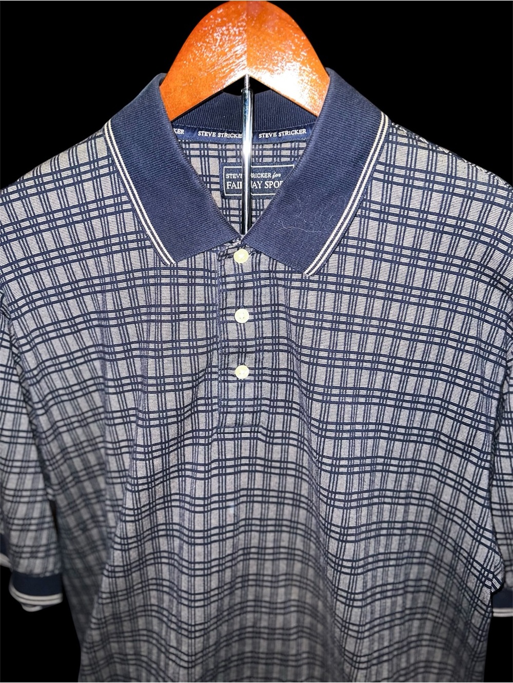 Steve Stricker Fairway Sport Men's Navy Plaid Polo